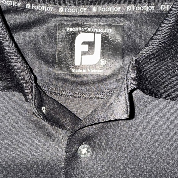 FootJoy Black Golf Polo Shirt Men’s Size- Medium - Red Collar Trim & Tree Logo - Picture 5 of 12